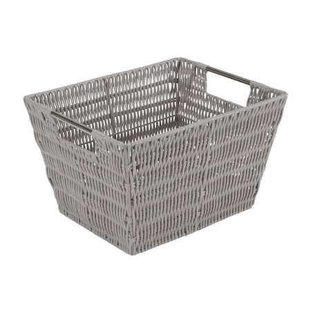 Simplify Medium Rattan Storage Tote Basket in Grey 25452-GREY